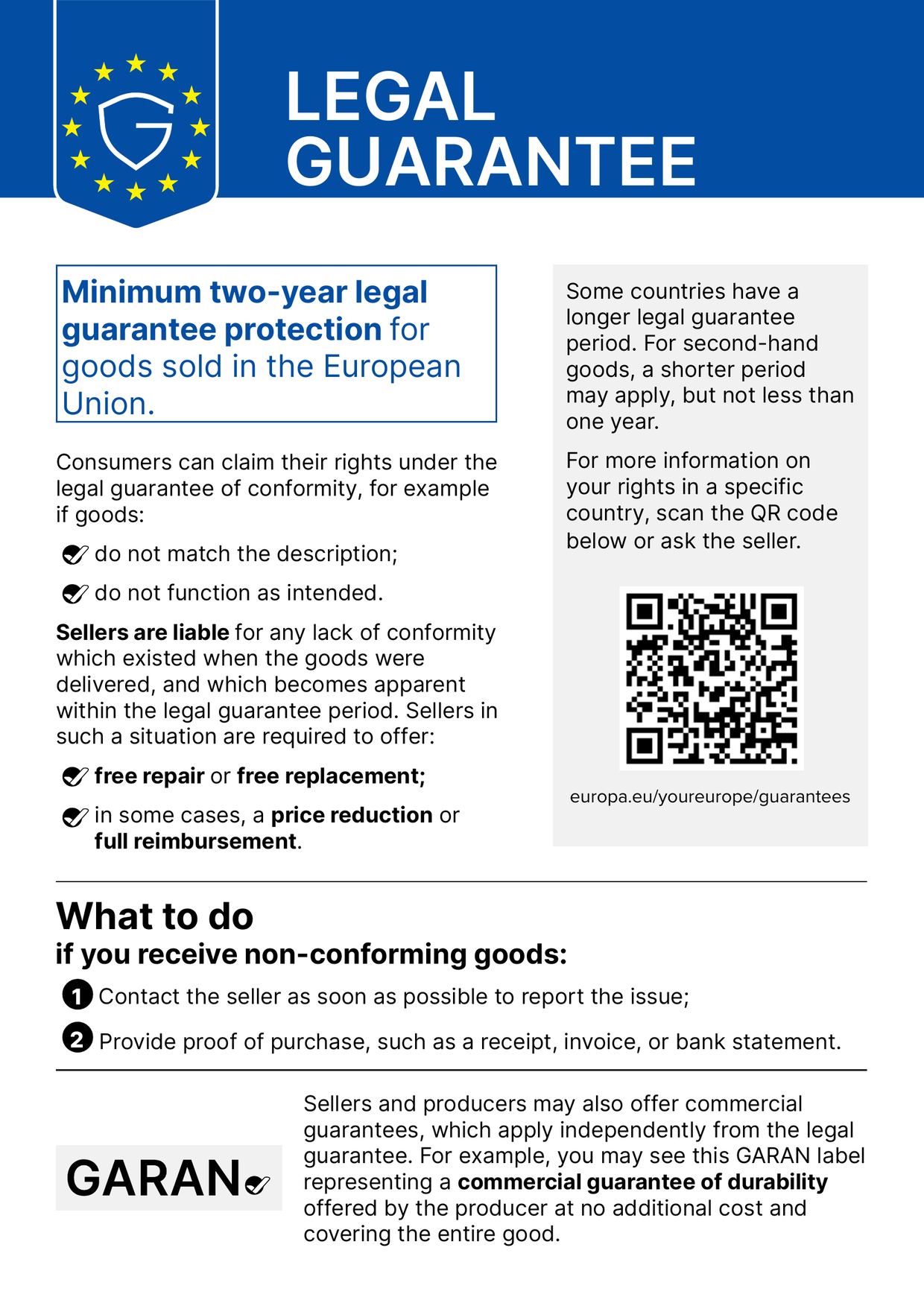 EU harmonised notice on the legal guarantee of conformity (English)